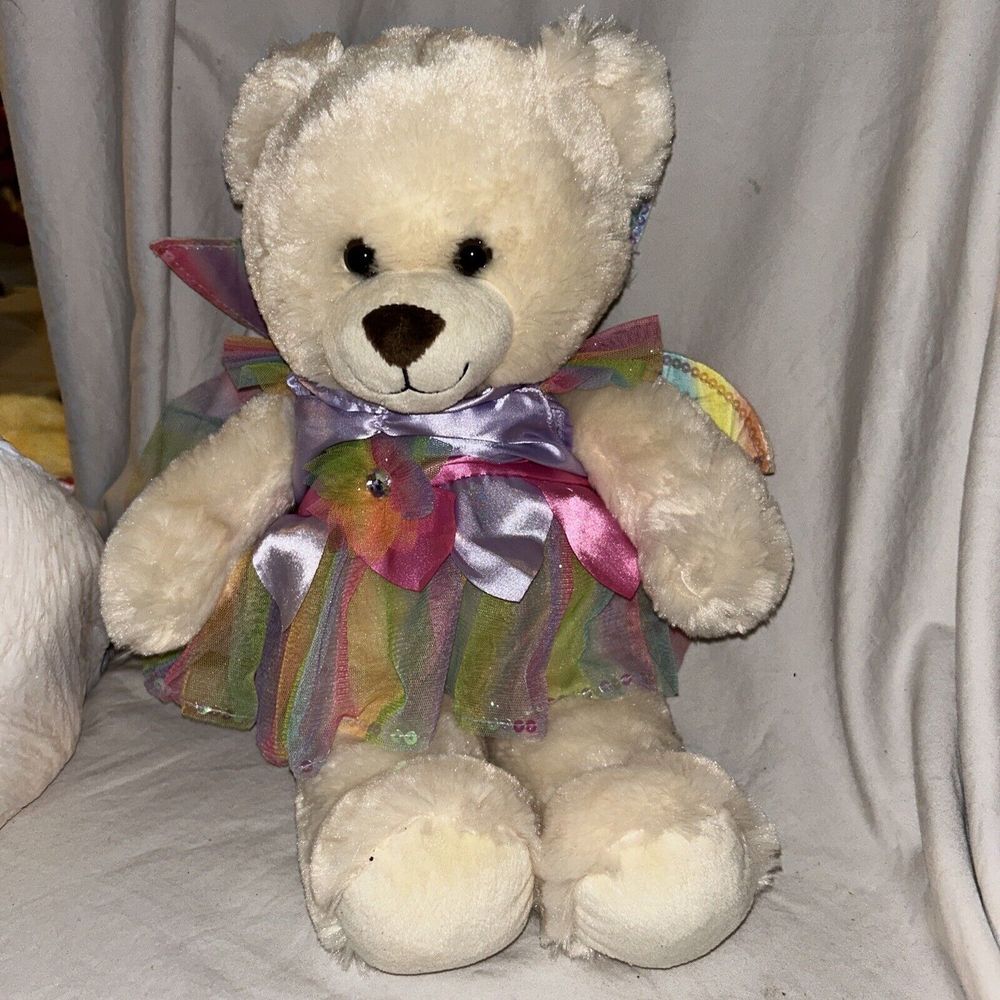 Build A Bear White Teddy Bear With Fairy Princess Wings Outfit
